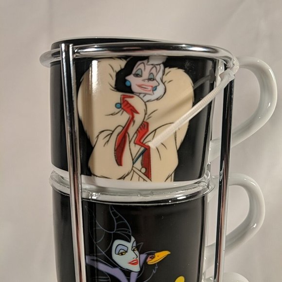 Disney Villains Stackable Coffee Mug Cups Tower Complete Set of 4 NEW Cruella - Picture 11 of 16